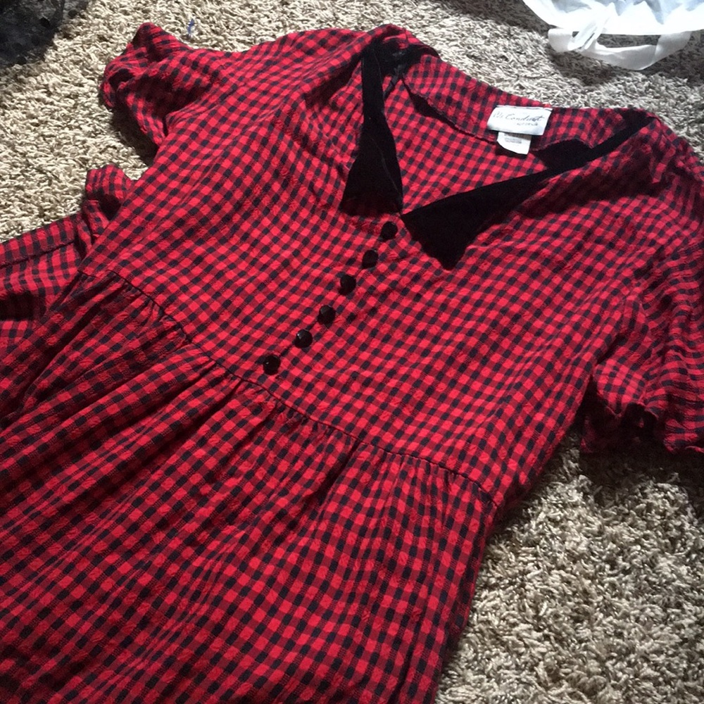 80s 90s plaid collared babydoll maxi dress